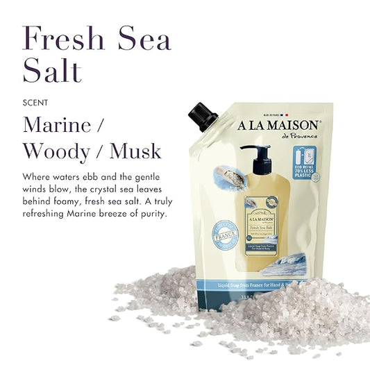 A LA MAISON French Liquid Hand Soap Eco-Friendly Refill Pouch, Fresh Sea Salt - Image 2
