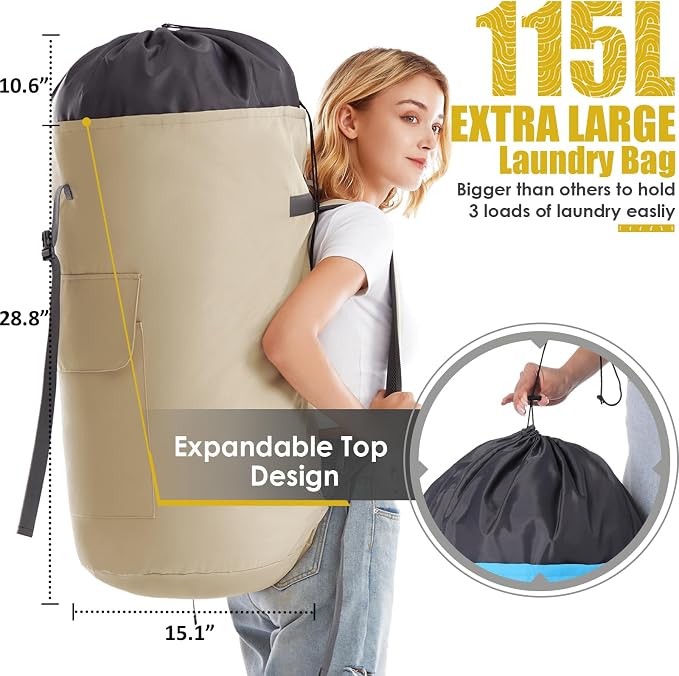 Heavy Duty Laundry Bag 115L, Sturdy Laundry Backpack Bag Extra Large, Dorm Room - Image 3