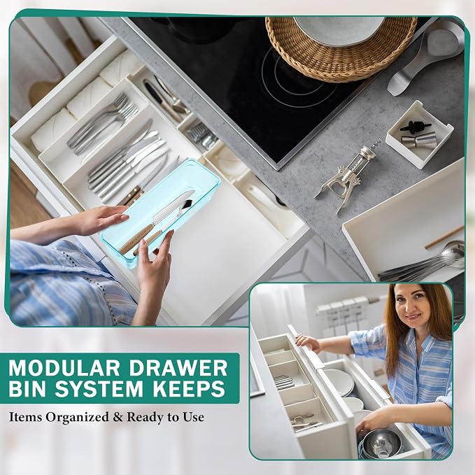 Maitys 12 Pcs Vanity Drawer Organizer 9 x 3 x 2 Inches Clear Plastic Utensil - Image 5