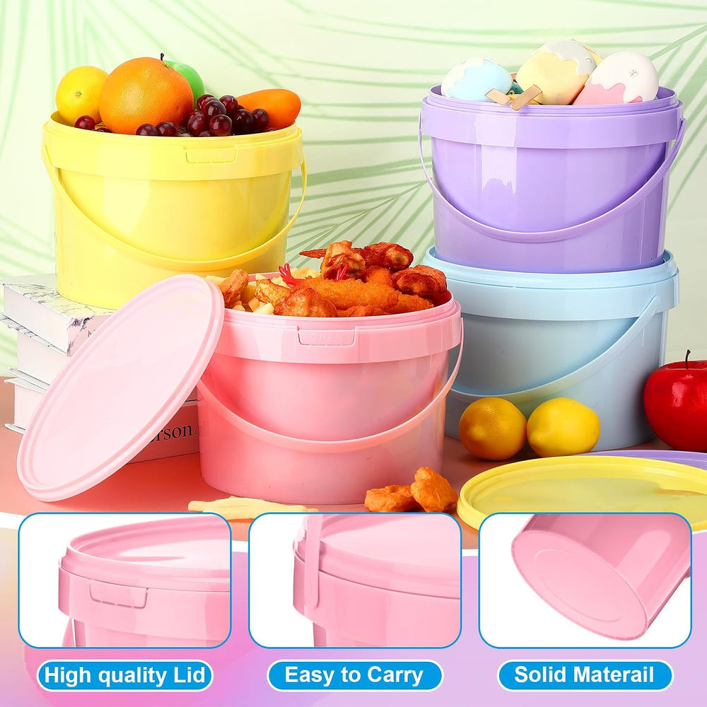 Blushtier 8 Pack 1 Gallon Plastic Bucket with Lids and Handles Food Grade Ice...