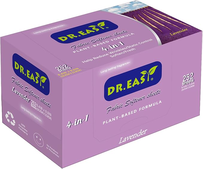 DR.EASY Dryer Sheets Plant Based Formula 252 Ct Fabric Softener sheets by DREASY