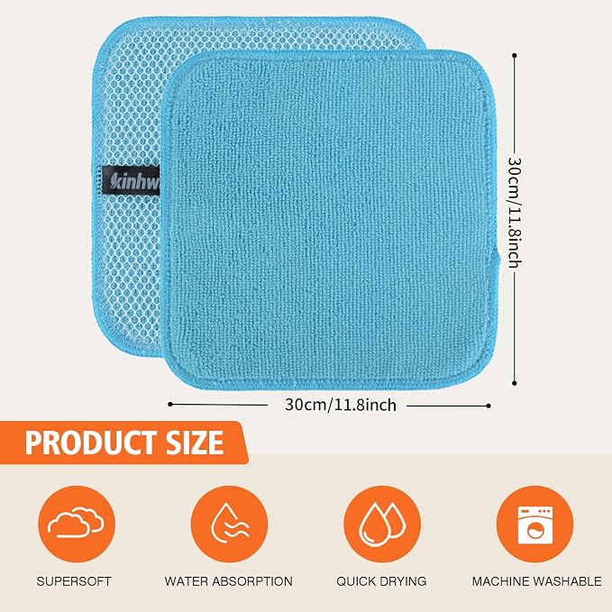 KinHwa Kitchen Washcloths for Dishes Absorbent Microfiber Dish Cloths Quick Dry - Image 9