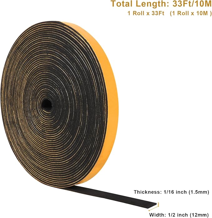 Weather Stripping Soundproof 1/2 in x 1/16 in, High Density Door Seal Strip - Image 5