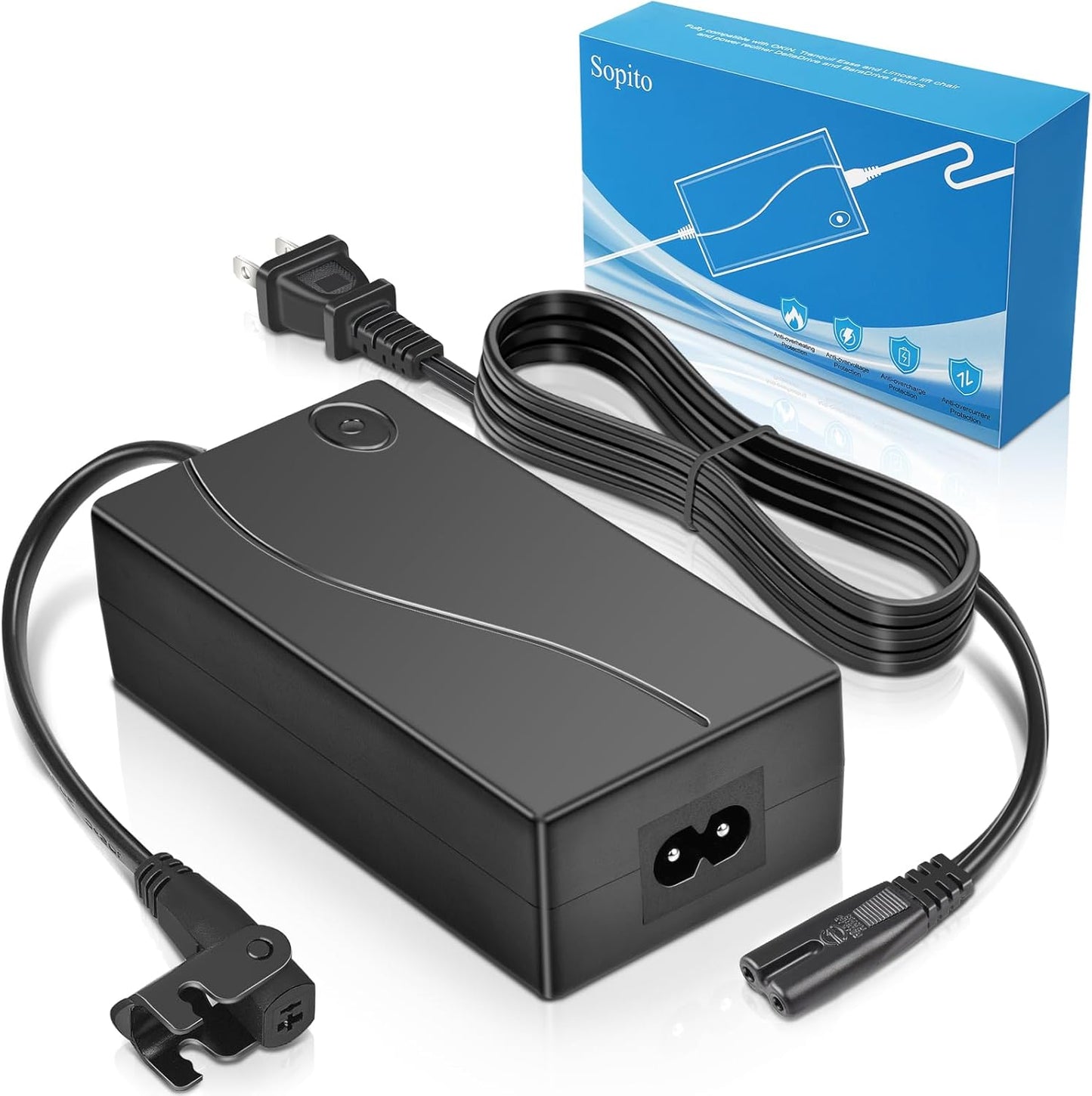 Power Recliner Power Supply, Sopito 2-Pin AC/DC Adapter 100-240V 50/60hz, Quality 29V 2A Switching Transformer, Replacement Part for Recliner Couch/Electric Sofa/Lift Chair/Standing Desk