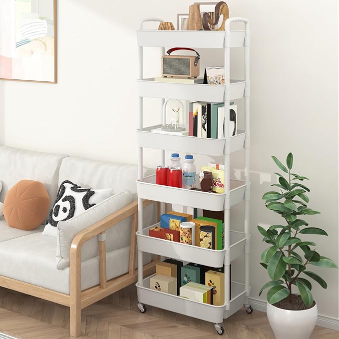 Sywhitta 6-Tier Plastic Rolling Utility Cart - Image 5