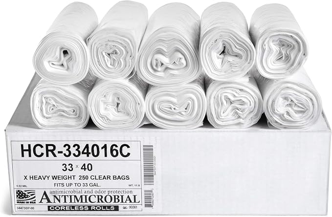 Aluf Plastics High Density Trash Bags, 33 Gallon, 16 Micron, by AlufPlastics