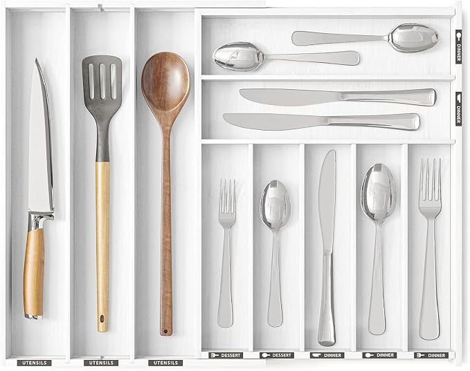 SpaceAid Bamboo Silverware Drawer Organizer by SpaceAid
