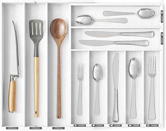 SpaceAid Bamboo Silverware Drawer Organizer by SpaceAid