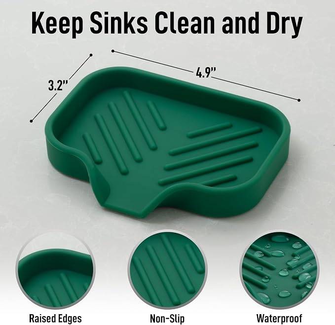 Zulay Kitchen Small Silicone Sponge Holder – Space-Saving Sink Organizer Tray - Image 4
