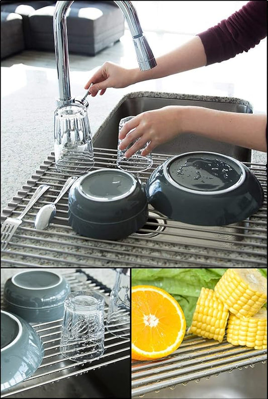 Tomorotec 17.7" x 15.5" Roll Up Dish Drying Rack Over Sink Drying Rack Sink - Image 2