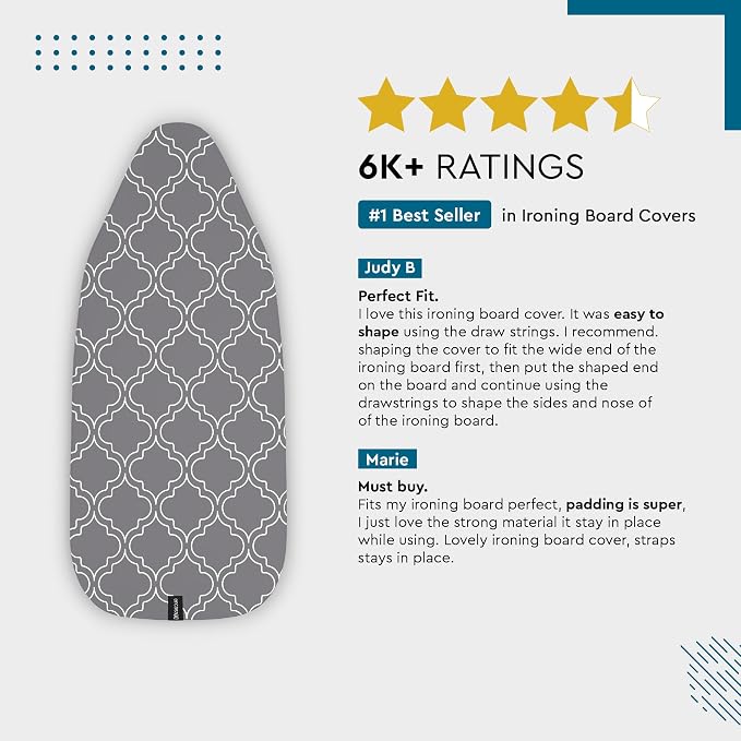Encasa XO Ironing Board Cover and Pad 54"x15" - Image 5