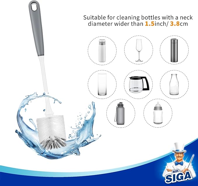 MR.SIGA Long Handle Bottle Brush, Flexible Scrub Brush - Image 3