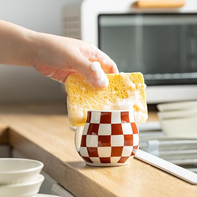 Checkered Sponge Holder for Kitchen Sink Counter, Ceramic Dish Sponge Caddy - Image 6