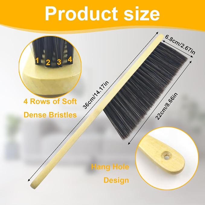 2 Pcs Hand Broom Brush, Wooden Handle Soft Bristle Cleaning Dust Brush，for - Image 2