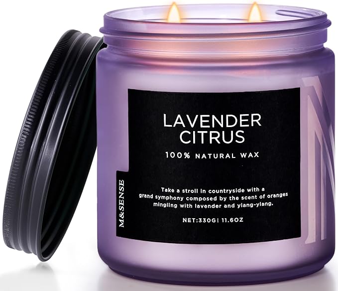 M&SENSE Soy Candles for Home Scented, 11.6oz Lavender Citrus Scent Aromatherapy by MSENSE