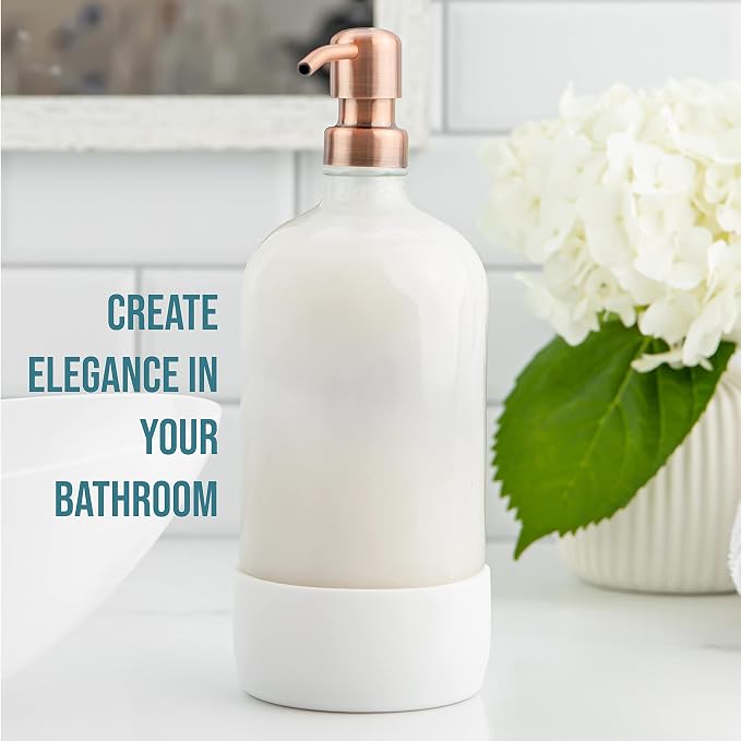 32 oz Glass Pump Bottle Rustproof Stainless Steel Pump, and Lids. Modern - Image 3
