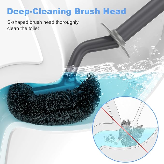 HAMITOR Toilet Bowl Brush Holder Set: Curved Design - Image 2