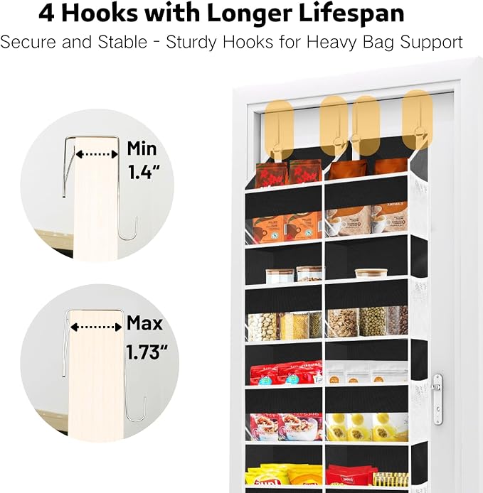 Over the Door Organizer 5 Tiers, Extra Large Behind Door Storage of 10 - Image 6