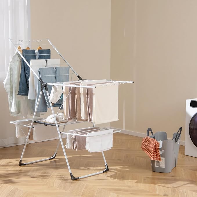 Giantex Clothes Drying Rack, 2-Layer Stainless Steel Foldable Laundry Drying - Image 9