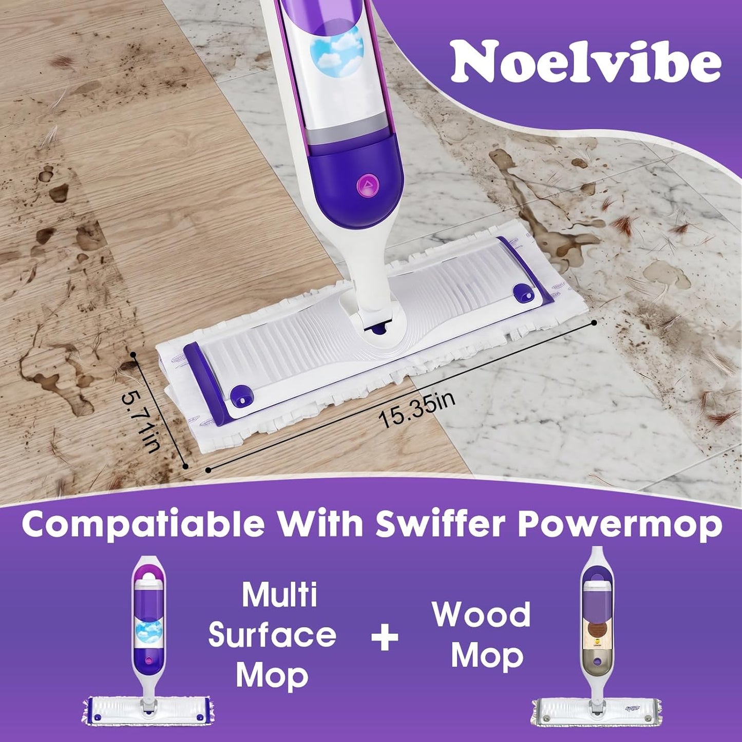 Power Mop Refills for Swiffer PowerMop, 20 Count Thick Multi-Surface Mopping Pad Refill, Unscented Disposable Power Mop Pads for Wet Dry Floor Cleaning, Tile, Hardwood, Laminate