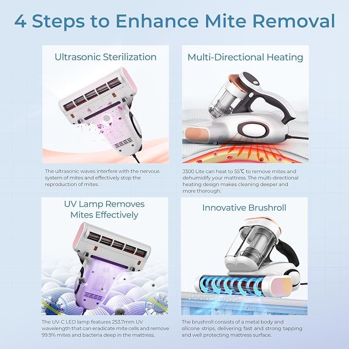 JIGOO J300 Lite Mattress Vacuum Cleaner，Bed Vacuum Cleaner - Image 6
