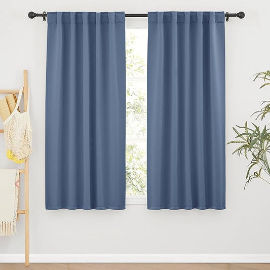 RYB HOME Privacy Window Curtain 63 inches 2 Panels Set, Solid Room Darkening by RYBHOME