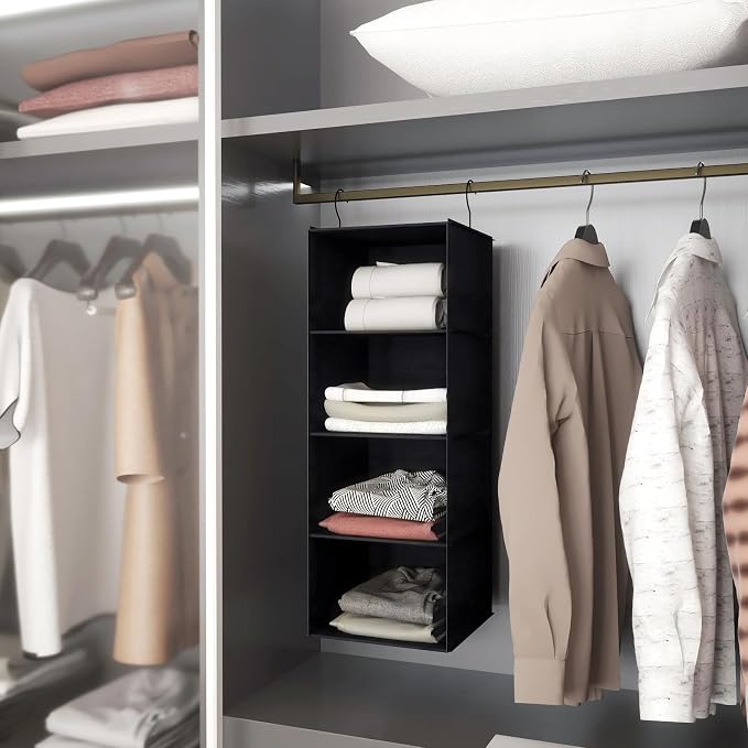 Hanging Closet Organizer, Easy Mount Foldable 4-Shelf Hanging Closet Wardrobe - Image 9