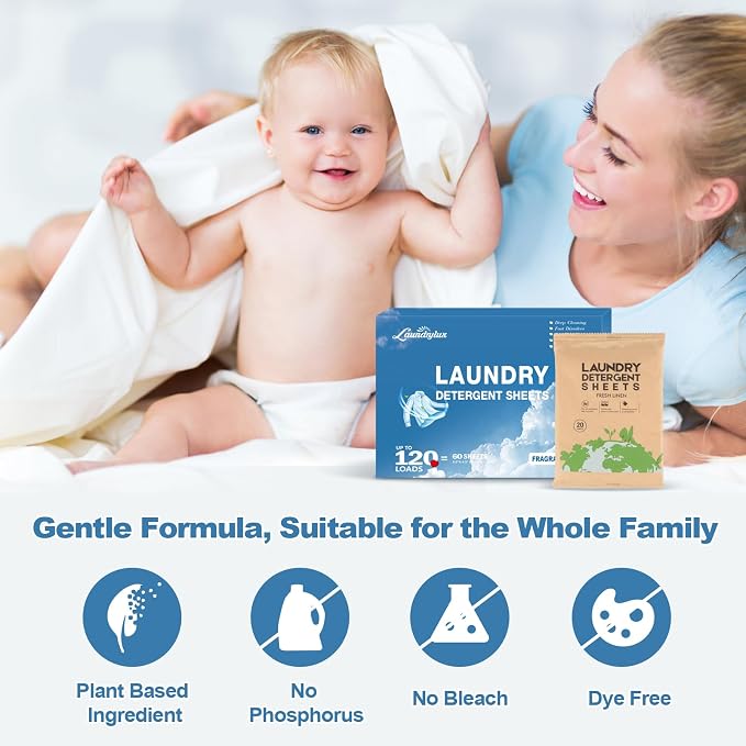 Laundry Detergent Sheet, Eco-Friendly & Hypoallergenic Wash Strips, Natural - Image 4