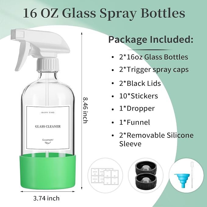 2 Pack Glass Spray Bottles - Image 2