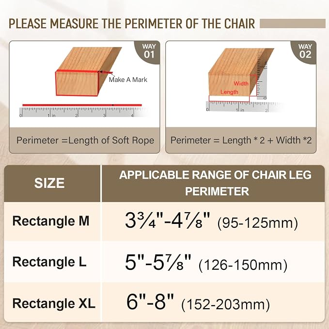 BUMACO Chair Leg Floor Protectors Rectangle Chair Leg Protectors - Image 2