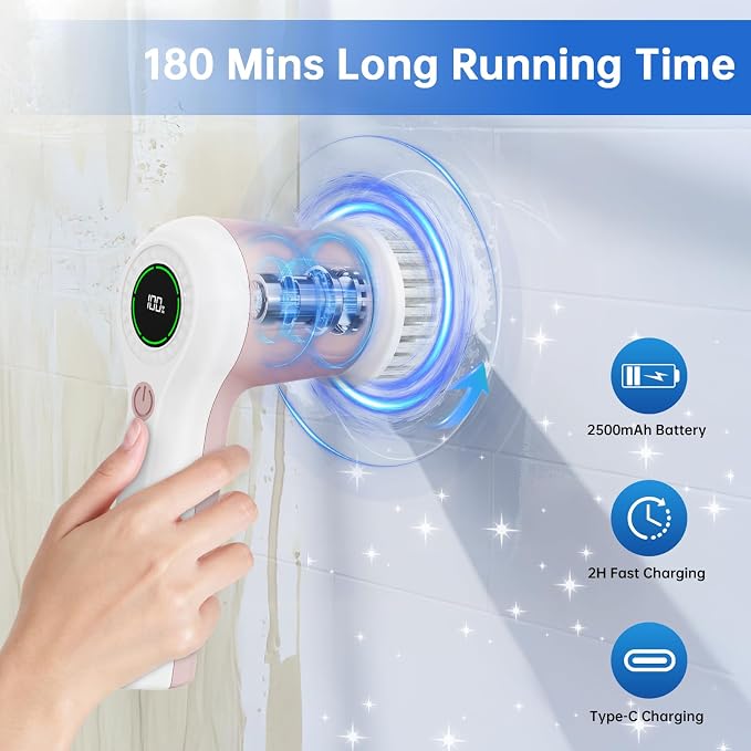 Electric Spin Scrubber, Cordless Shower Scrubber - Image 2