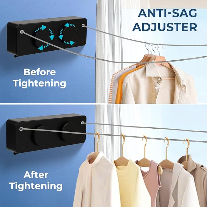 Retractable Clothesline Indoor Outside Heavy-Duty, Upgrade 304 Double Stainless - Image 2