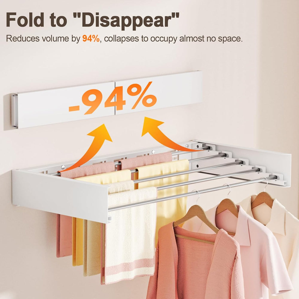 Wall Mounted Clothes Drying Rack Folding Indoor, Foldable Laundry Drying Rack...