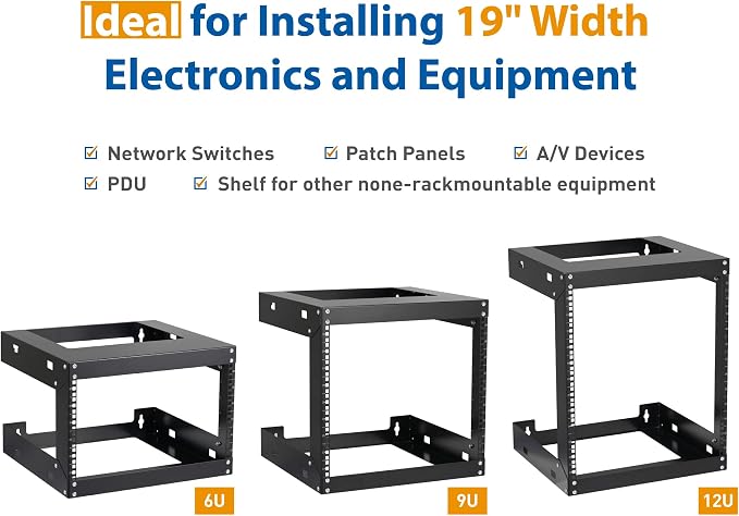 6U Wall Mount Rack Open Frame 19 Inch Server Equipment Network Cabinet 18 - Image 7