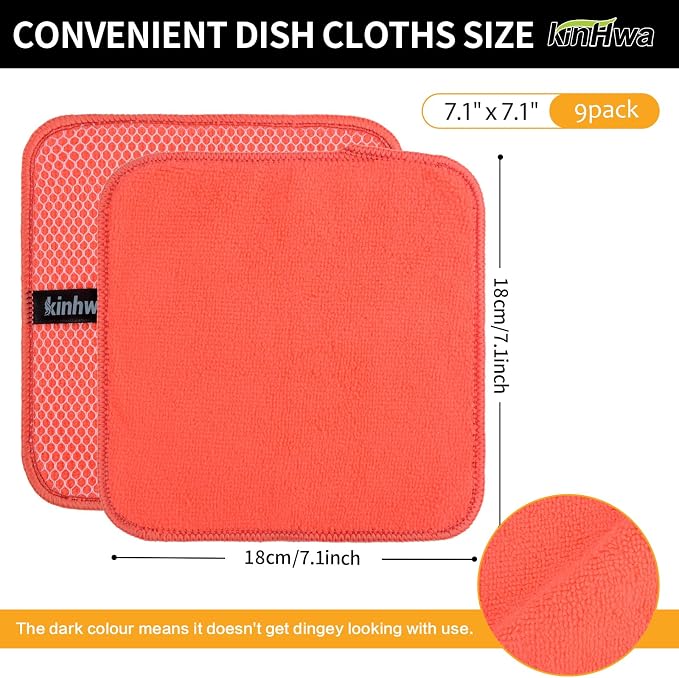 KinHwa Kitchen Washcloths for Dishes Absorbent Microfiber Dish Cloths Quick Dry - Image 8