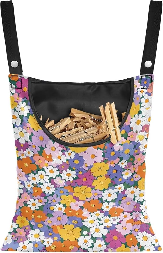 2 Pcs Pin Bag, Hippie Flower Print Hanging Bag by Unknown