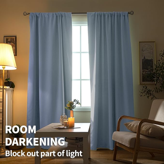 BGment Baby Blue Room Darkening Curtains - Image 2