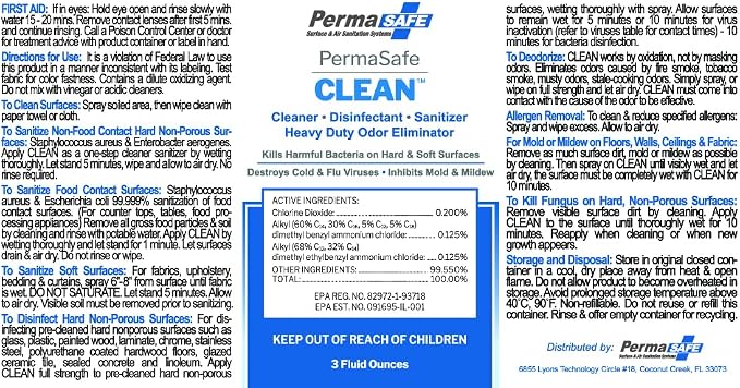 PermaSafe CLEAN, All-Purpose Hospital Disinfectant Cleaner; No Rinse, Soft & - Image 2