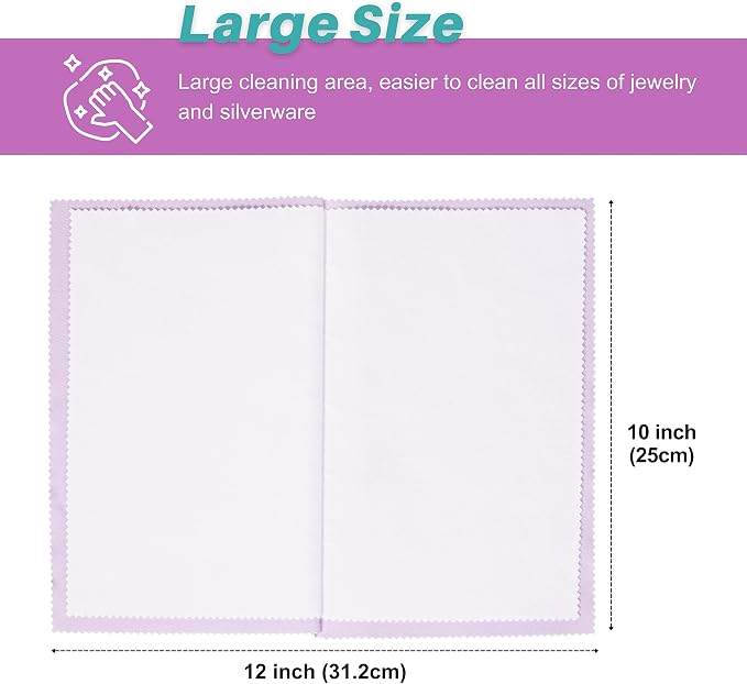 CATIFLIN 3PCS Purple Silver Polishing Cloths, Tarnish Remover, Reusable & Streak - Image 4