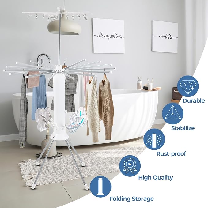 GCCSJ 4-Legged 2 Tier Folding Portable Octopus Style Clothes Drying Rack - Image 3