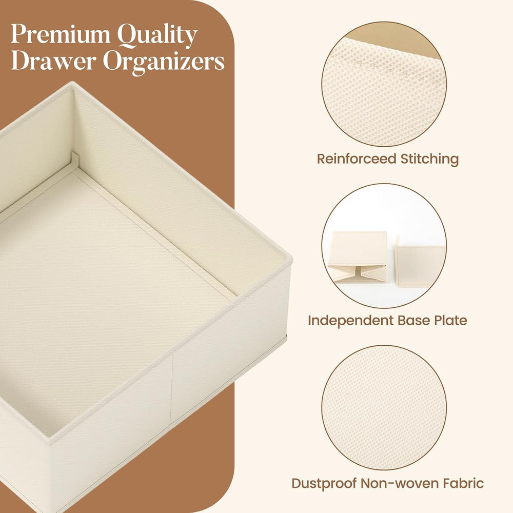 Drawer Organizer Storage for Clothes, Socks, 21 Pack, Beige