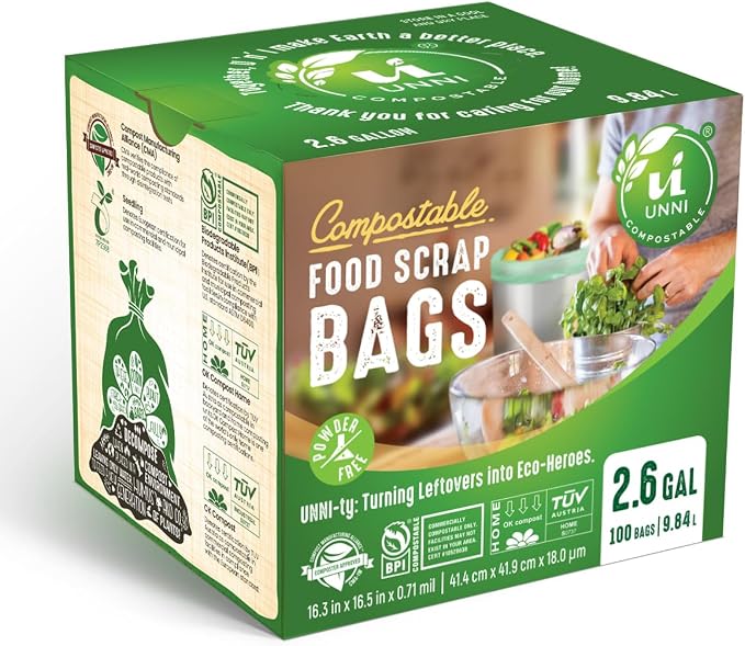 UNNI Compostable Trash Bags, 2.6 Gallon / 9.84 Liter, Extra Thick 0.71 Mil - Image 6