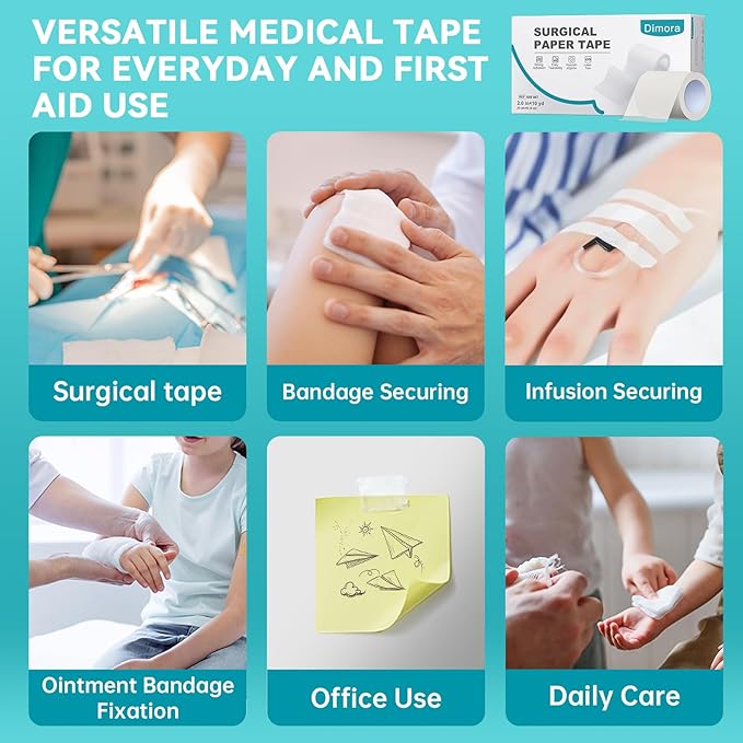 Dimora Soft Paper Surgical Tape 8 Rolls- Hypoallergenic Medical Tape - Image 3