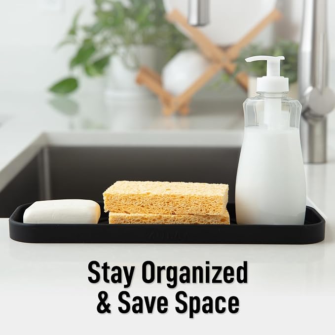 Zulay Kitchen Large Silicone Sponge Holder – Flexible Sink Organizer Tray - Image 6