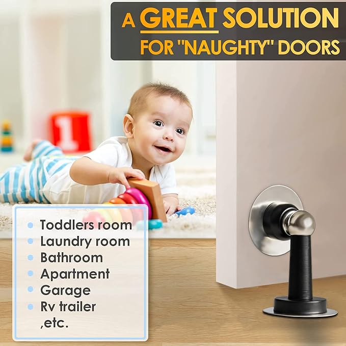 Shackcom Magnetic Door Stop 12 Pack Stainless Steel Door Holders to Keep Door - Image 5