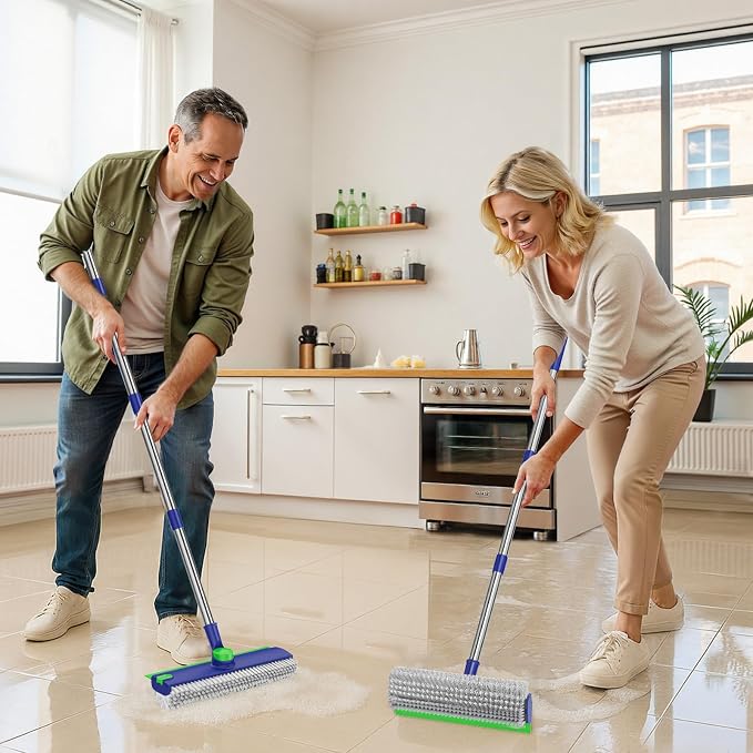 Floor Scrub Brush with Long Handle: 3 in 1 Heavy-Duty Floor Scrubber Brush with - Image 7