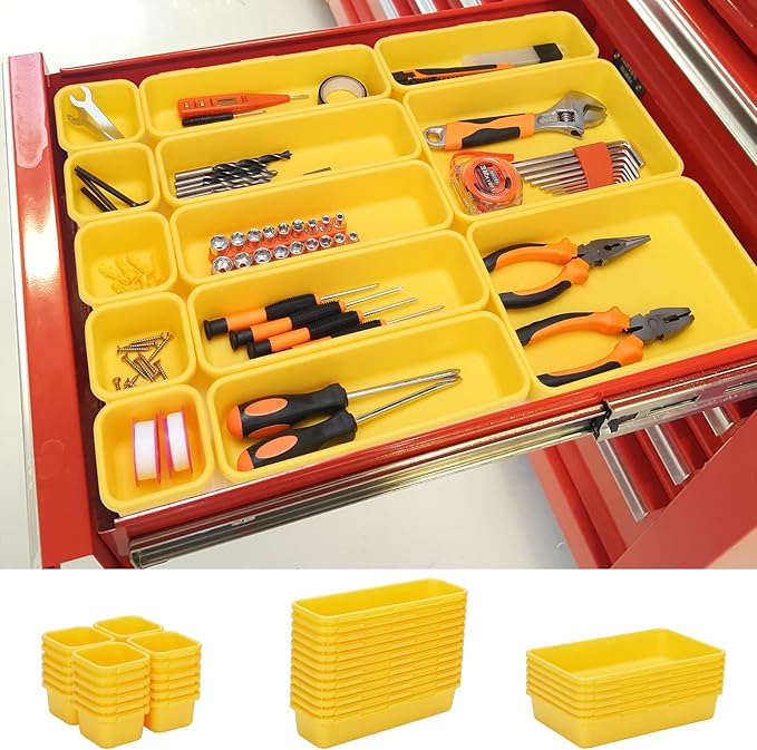 42 Pack Tool Box Organizer Tool Tray Dividers, Rolling Tool Chest Cart Cabinet by KeFanta