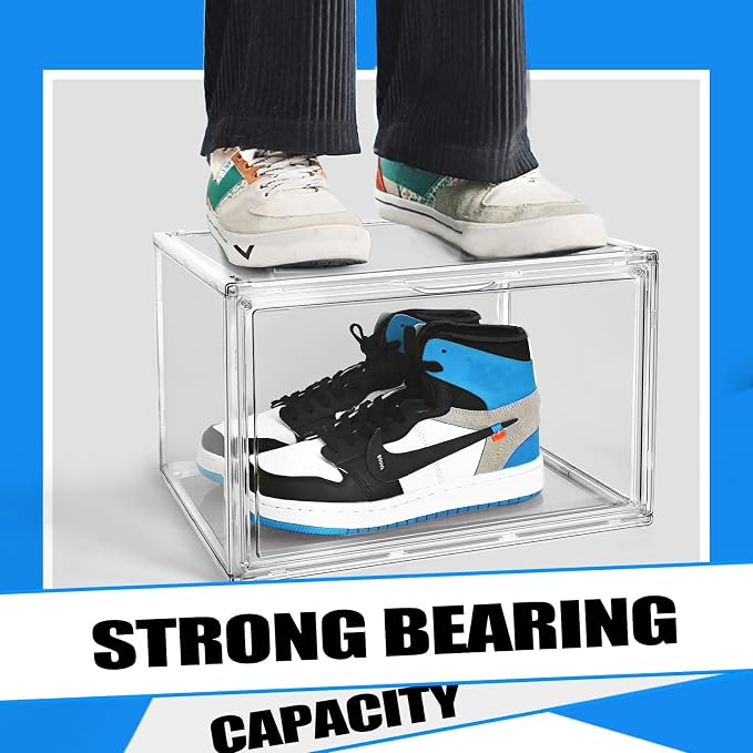 10 Pack Shoe Box Organizer Clear Plastic Stackable Shoe Boxes - Image 3