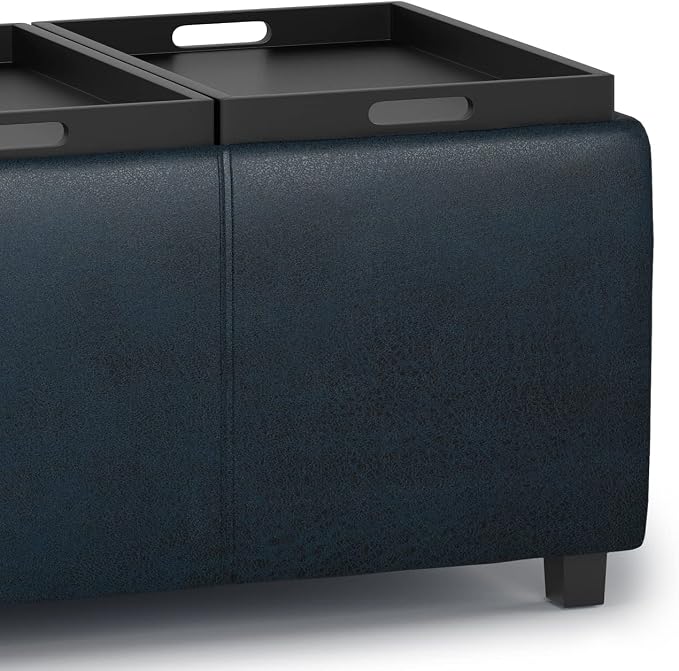 SIMPLIHOME Avalon 42 inch Wide Contemporary Rectangle Storage Ottoman in