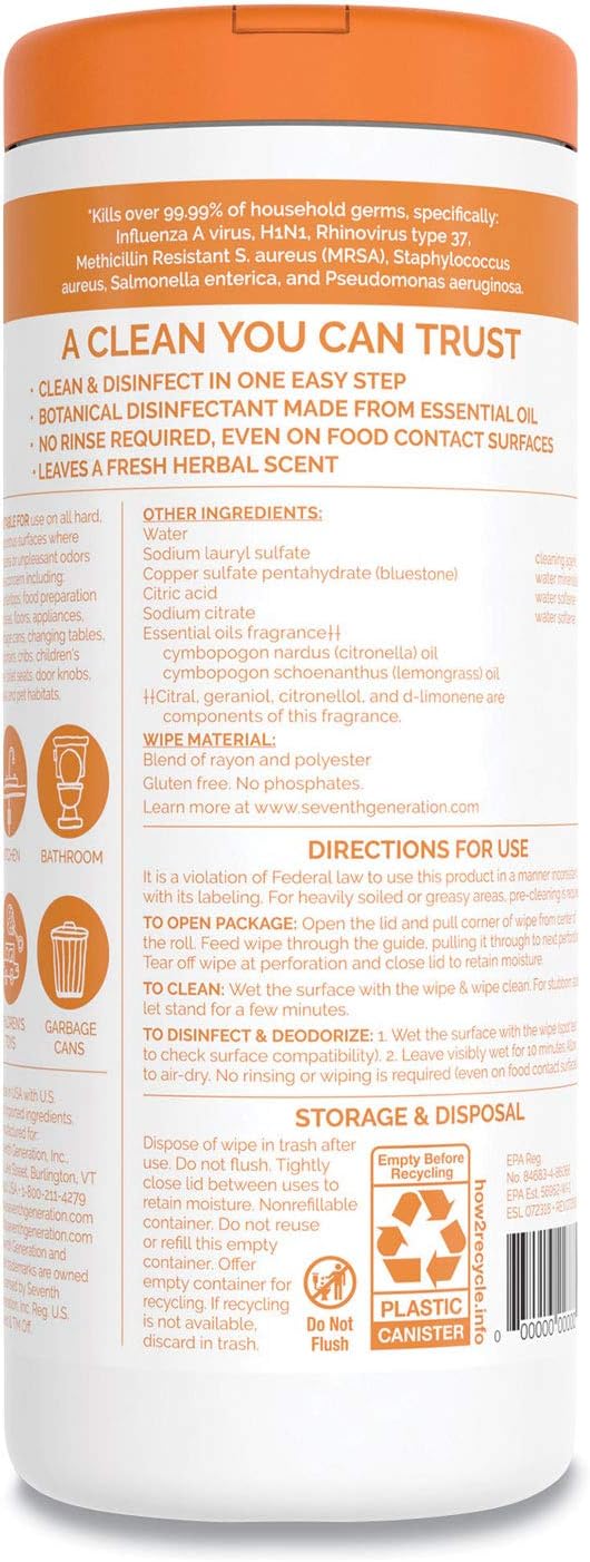 Seventh Generation Multi Surface Disinfecting Wipe - Image 4